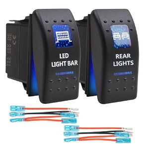 Blue 5-Pin LED Rocker Toggle Switches Compatible with Polaris RZR Ranger SXS Maverick Pioneer ATV UTV Golf Cart(LED Light Bar + Rear Lights)
