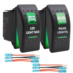 مفاتيح تبديل الروك LED ذات 5 دبابيس زرقاء متوافقة مع عربة الجولف Polaris RZR Ranger SXS Maverick Pioneer ATV UTV (شريط إضاءة LED + أضواء خلفية)