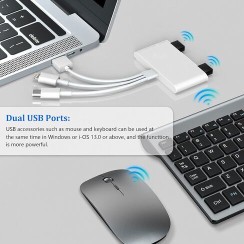 قارئ بطاقة SD لهاتف iPhone، موصل USB C Lightning USB3.0 إلى قارئ بطاقة SD/TF ومحول USB OTG لأجهزة iPhone/iPad/PC/Android/Camera/USB C & A، يدعم SD/Micro SD/SDHC/SDXC/ MMC التوصيل والتشغيل in Kuwait