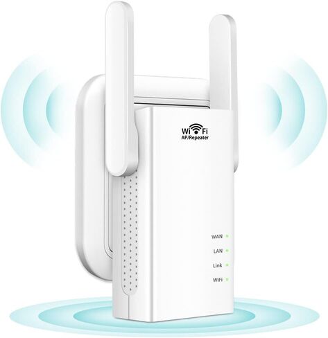 WiFi Extender, 300Mbps WiFi Range Extender Signal Booster for Home, Covers up to 2000Sq.ft and 25 Devices, 2.4GHz Wireless Repeater Internet Amplifier with Ethernet Ports/External Antennas, Easy Setup in Kuwait
