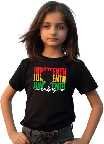 تي شيرت للأطفال الصغار من الأولاد والبنات Juneteenth بأكمام قصيرة باللون الأسود ليوم الحرية للأطفال in Saudi Arabia