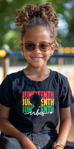 تي شيرت للأطفال الصغار من الأولاد والبنات Juneteenth بأكمام قصيرة باللون الأسود ليوم الحرية للأطفال in Saudi Arabia