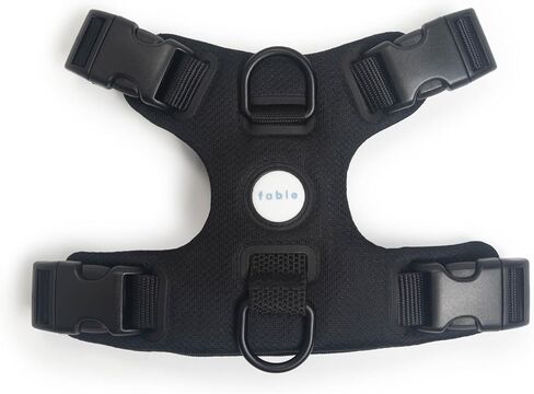 Fable Signature Harness for Dogs - Minimalist Medium Black Dog Harness with Shock Absorber, Breathable Mesh, Adjustable Straps with Buckles for Flexibility, and 3 Leash Attachment Points in Saudi Arabia