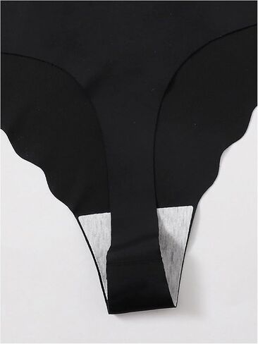 Verdusa Women's 5pcs Seamless Scalloped Thongs No Show Underwear Solid Panties in Saudi Arabia