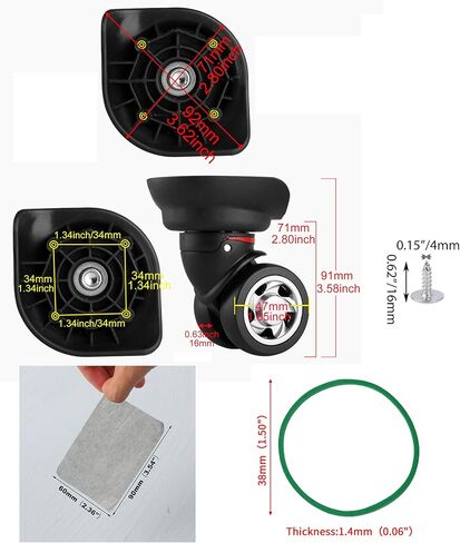Bstinay W055 قطعتان من عجلات استبدال الأمتعة الدوارة اليسرى واليمنى مع أشرطة مطاطية in Kuwait