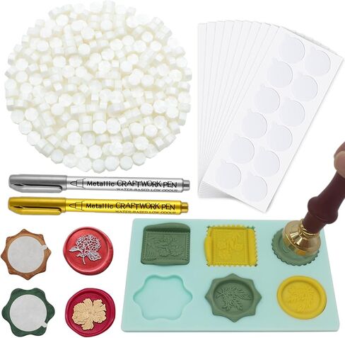 400pcs Pearl White Sealing Wax Beads, Andotopee Bulk Wax Seal Wax Beads for Wax Seal Stamp, White Wax Sealing Pellets for Wax Seal Kit with Wax Seal Pen, Mat, Self-Adhesive Wax Seal Stickers in Saudi Arabia