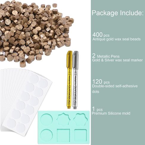 400pcs Pearl White Sealing Wax Beads, Andotopee Bulk Wax Seal Wax Beads for Wax Seal Stamp, White Wax Sealing Pellets for Wax Seal Kit with Wax Seal Pen, Mat, Self-Adhesive Wax Seal Stickers in Saudi Arabia