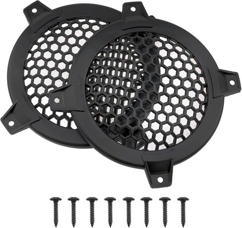 Fengxiaomin-2pcs 4 بوصات مكبر صوت شواية مع مسامير سوداء مستديرة ABS شبكة بلاستيكية لسماعات ستيريو منزلية ومكبرات صوت للسيارة، أسود، 4 بوصات in Kuwait