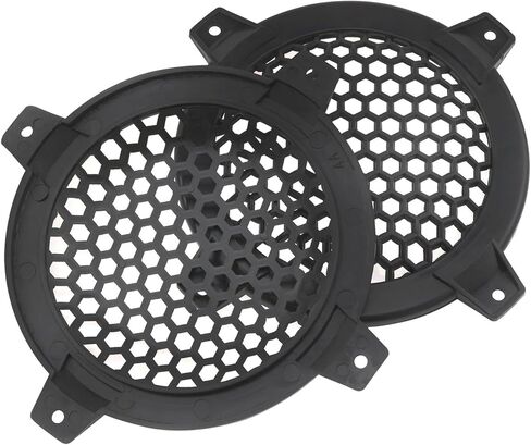 Fengxiaomin-2pcs 4 بوصات مكبر صوت شواية مع مسامير سوداء مستديرة ABS شبكة بلاستيكية لسماعات ستيريو منزلية ومكبرات صوت للسيارة، أسود، 4 بوصات in Kuwait