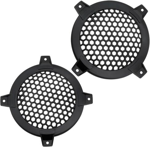 Fengxiaomin-2pcs 4 بوصات مكبر صوت شواية مع مسامير سوداء مستديرة ABS شبكة بلاستيكية لسماعات ستيريو منزلية ومكبرات صوت للسيارة، أسود، 4 بوصات in Kuwait