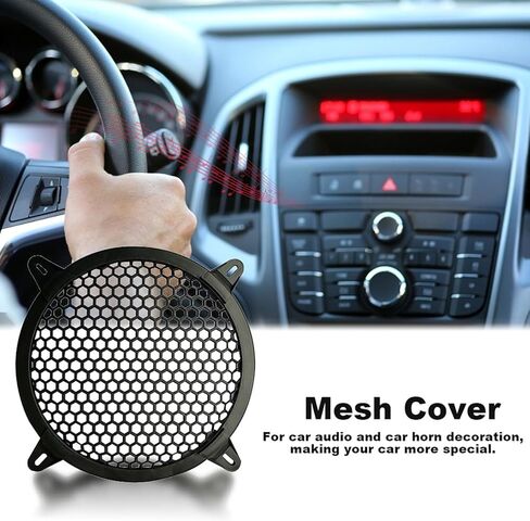 Fengxiaomin-2pcs 4 بوصات مكبر صوت شواية مع مسامير سوداء مستديرة ABS شبكة بلاستيكية لسماعات ستيريو منزلية ومكبرات صوت للسيارة، أسود، 4 بوصات in Kuwait