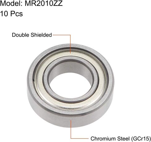 uxcell MR2010ZZ Deep Groove Ball Bearings 10mm x 20mm x 6mm Double Shielded Chrome Steel P0(ABEC1) 10pcs in Saudi Arabia