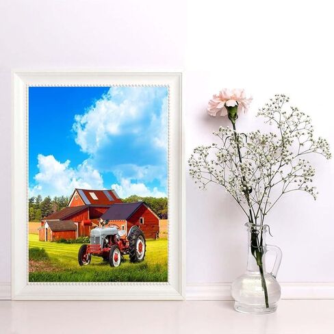 FANGKISSU Farm DIY 5D Diamond Paint by Number,Rustic Farmhouse barn Tractor Pasture Country Landscape Full Drill Painting Arts Craft for Home Wall Decor 12 x 16 inches … in Kuwait