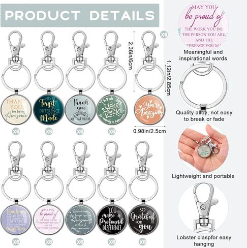 60 مجموعة من هدايا تقدير الموظفين من سلسلة المفاتيح المصنوعة من الفولاذ المقاوم للصدأ، شكرًا لك، أكياس الأورجانزا، هدايا تحفيزية لزميل العمل، ممرضة المدرسة، هدايا مدرسية، هدايا الأعمال المكتبية in Kuwait