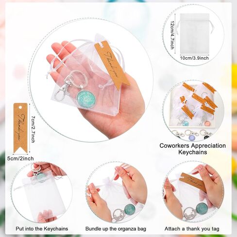 60 مجموعة من هدايا تقدير الموظفين من سلسلة المفاتيح المصنوعة من الفولاذ المقاوم للصدأ، شكرًا لك، أكياس الأورجانزا، هدايا تحفيزية لزميل العمل، ممرضة المدرسة، هدايا مدرسية، هدايا الأعمال المكتبية in Kuwait