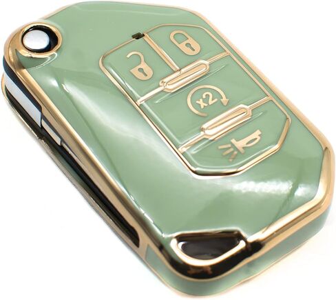 غطاء حماية مفتاح Fob من FEYOUN متوافق مع Jeep Gladiator Wrangler Wagoneer Flip 4 أزرار TPU عن بعد بدون مفتاح غطاء حماية ملحقات غطاء حماية، أبيض in Kuwait