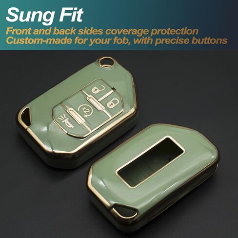 غطاء حماية مفتاح Fob من FEYOUN متوافق مع Jeep Gladiator Wrangler Wagoneer Flip 4 أزرار TPU عن بعد بدون مفتاح غطاء حماية ملحقات غطاء حماية، أبيض in Kuwait