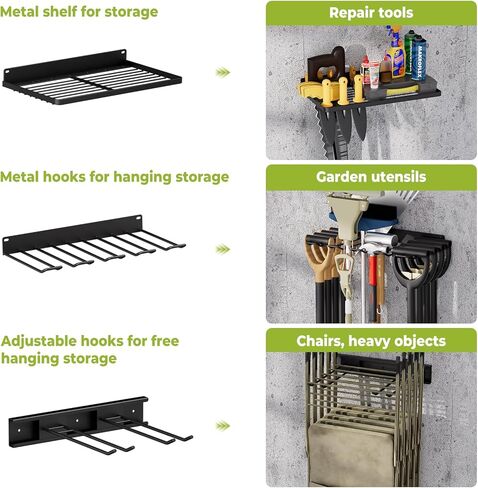 MAWEW Garage Organizer، منظمات المرآب والتخزين، حامل جداري منظم لأدوات المرآب، رف تخزين المرآب العلوي، تخزين المرآب المعدني، يبلغ مقاسه 47.5 × 7.5 × 1.9 بوصة، ويحمل 50 رطلاً. in Kuwait