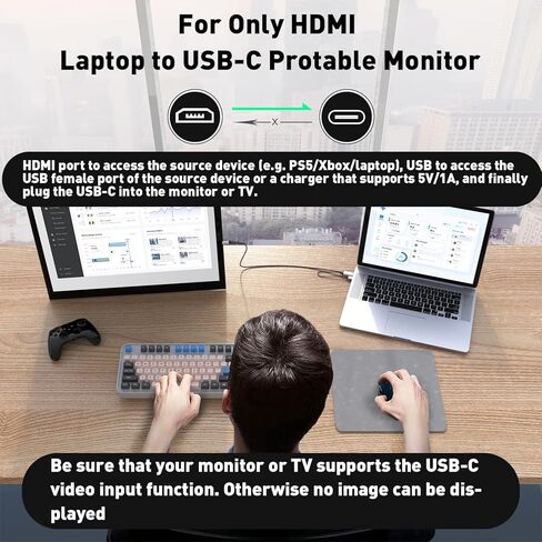 كابل HDMI إلى USB-C، 4K@60 هرتز HDMI (المصدر) إلى USB C (العرض) سلك بطول 6 أقدام HDMI أحادي الاتجاه إلى كابل USBC لجهاز PS5، وXbox، وSteam Dock، وشاشة USB C in Kuwait