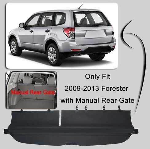 قم بحماية حمولتك باستخدام غطاء الحمولة القابل للسحب من Kaungka لـ 09-13 SubAru Forester Black (مع بوابة خلفية يدوية) in Kuwait