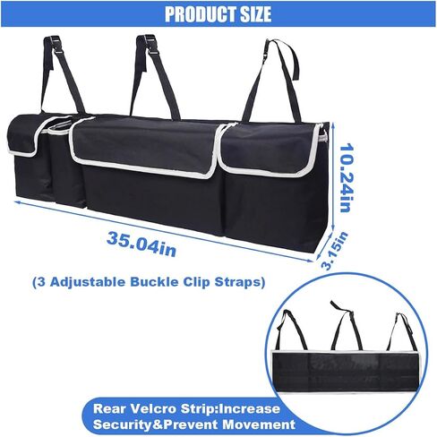 Collapsible Car Trunk Organizer, Backseat Hanging Storage Bag With Adjustable Straps, Large Capacity Car Storage Box Organizer with 4 Pockets & 2 Mesh Pouches for SUV MPV Truck Cargo (A/with Mesh Bag) in Saudi Arabia
