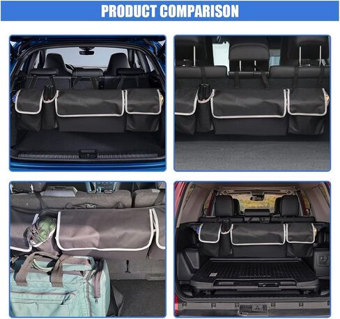 Collapsible Car Trunk Organizer, Backseat Hanging Storage Bag With Adjustable Straps, Large Capacity Car Storage Box Organizer with 4 Pockets & 2 Mesh Pouches for SUV MPV Truck Cargo (A/with Mesh Bag) in Saudi Arabia
