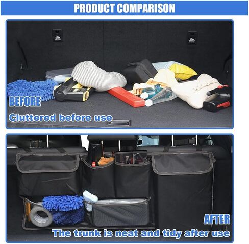 Collapsible Car Trunk Organizer, Backseat Hanging Storage Bag With Adjustable Straps, Large Capacity Car Storage Box Organizer with 4 Pockets & 2 Mesh Pouches for SUV MPV Truck Cargo (A/with Mesh Bag) in Saudi Arabia