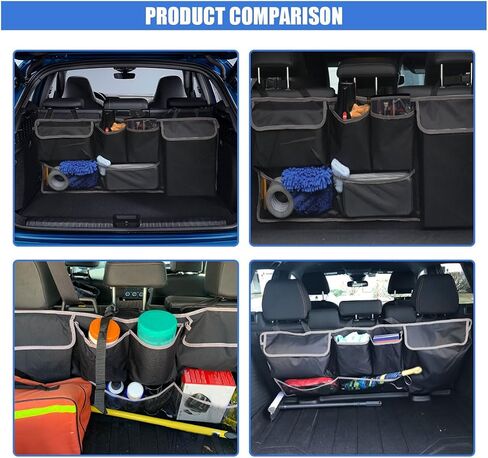 Collapsible Car Trunk Organizer, Backseat Hanging Storage Bag With Adjustable Straps, Large Capacity Car Storage Box Organizer with 4 Pockets & 2 Mesh Pouches for SUV MPV Truck Cargo (A/with Mesh Bag) in Saudi Arabia