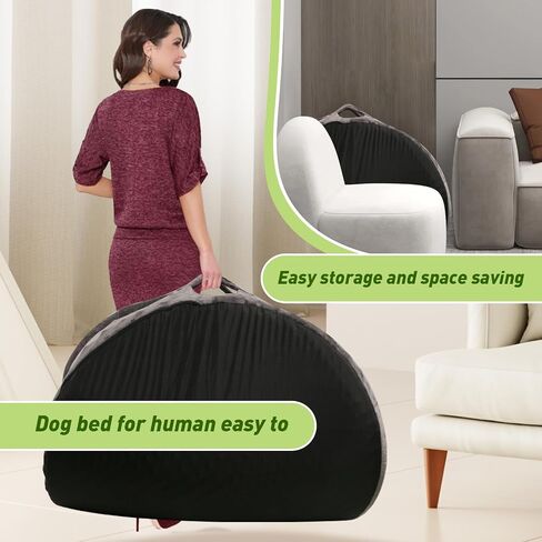 Human Dog Bed for Adult, Waterproof Dog Bean Bag Bed, Removable Coral Velvet Large Human Dog Bed, Orthopedic Giant Dog Bed for Humans with Soft Blanket Pillow Storage Pocket, Grey in Saudi Arabia