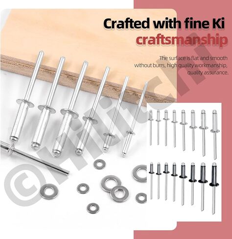 Hilitchi 560Pcs 8 Sizes Pop Rivets Assortment Kit with Washers, 3/32" 1/8" 5/32" 3/16" Aluminum Rivets Assorted Large Flange Blind Rivets with Case for Metal Furniture Vehicles(Black） in Saudi Arabia