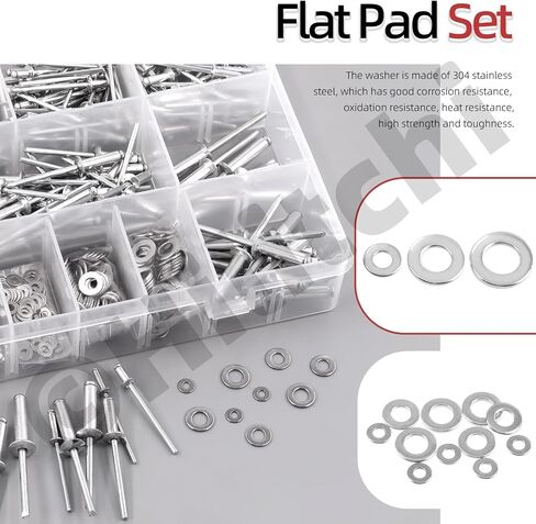 Hilitchi 560Pcs 8 Sizes Pop Rivets Assortment Kit with Washers, 3/32" 1/8" 5/32" 3/16" Aluminum Rivets Assorted Large Flange Blind Rivets with Case for Metal Furniture Vehicles(Black） in Saudi Arabia