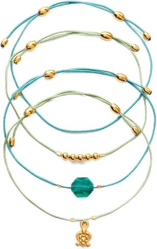 Alex and Ani AA644722CRSG، مجموعة من 4 حبال سلحفاة، ذهبي لامع، أخضر، سوار in Saudi Arabia