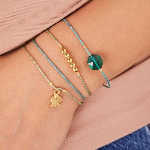 Alex and Ani AA644722CRSG، مجموعة من 4 حبال سلحفاة، ذهبي لامع، أخضر، سوار in Saudi Arabia