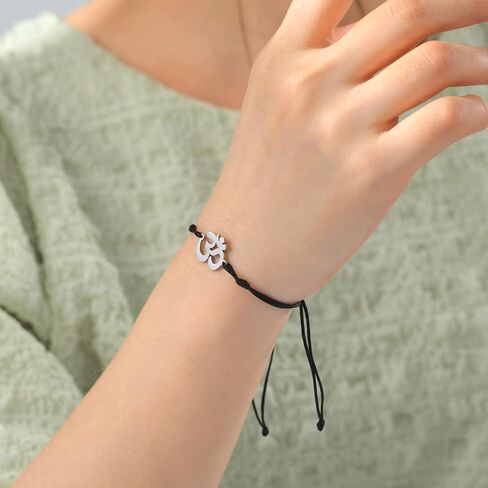 EUEAVAN OM OHM AUM Sanskrit Symbols Spiritual Bracelet luck Couple Charm Jade Thread Bangle Yoga Amulet Anklets Jewelry Accessories in Saudi Arabia