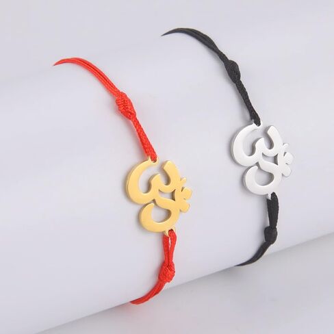 EUEAVAN OM OHM AUM Sanskrit Symbols Spiritual Bracelet luck Couple Charm Jade Thread Bangle Yoga Amulet Anklets Jewelry Accessories in Saudi Arabia