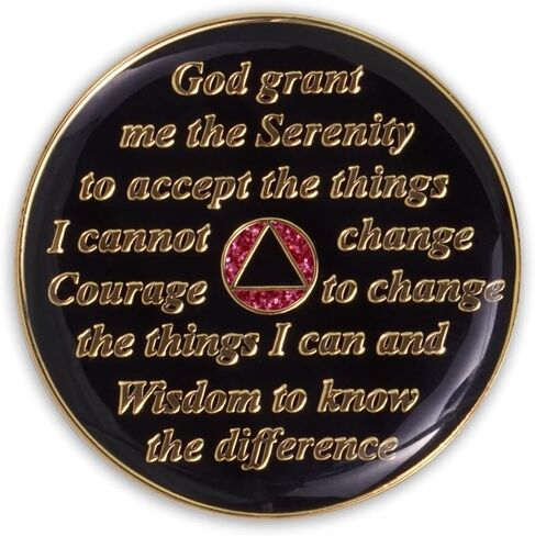 7 Year Sobriety Coin | Glitter Triplate AA Chip Recovery Anniversary Token (Aqua) in Saudi Arabia