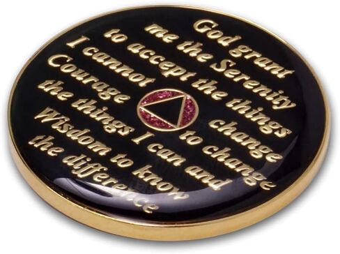 7 Year Sobriety Coin | Glitter Triplate AA Chip Recovery Anniversary Token (Aqua) in Saudi Arabia