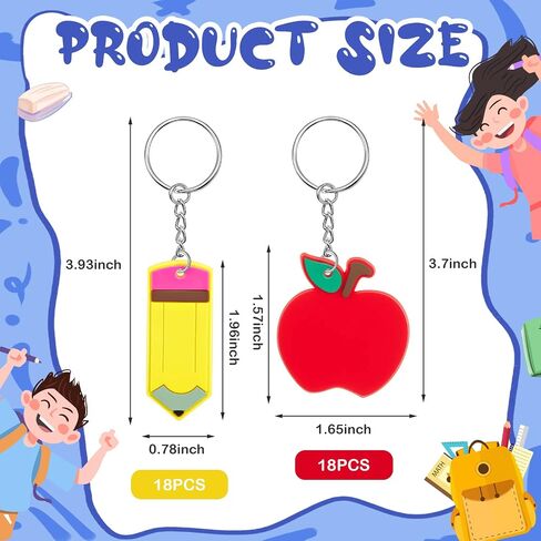 36 Pieces Pencil Apple Charm Keychain Cute Teacher Appreciation Gift Teacher Back to School Keychain First Day of School Present for Classmates Deskmate in Saudi Arabia