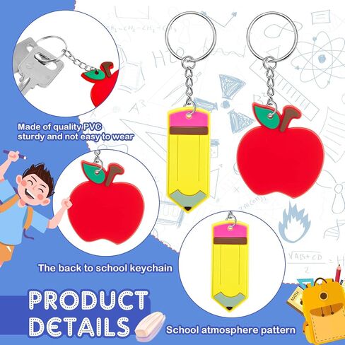 36 Pieces Pencil Apple Charm Keychain Cute Teacher Appreciation Gift Teacher Back to School Keychain First Day of School Present for Classmates Deskmate in Saudi Arabia