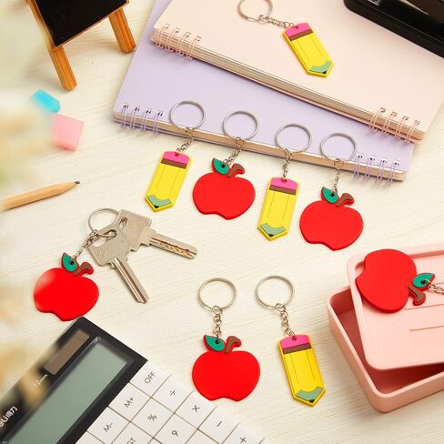 36 Pieces Pencil Apple Charm Keychain Cute Teacher Appreciation Gift Teacher Back to School Keychain First Day of School Present for Classmates Deskmate in Saudi Arabia