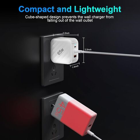 USB C Charger Block, SOARUN 65W Super Fast Type C, GaN Fast Charger, 3 Ports USB Fast Wall Charger Compatible with iPhone 15/14/pro/pro max,Galaxy S22/23,Dell XPS13,Laptop,Tablets,ipad etc in Saudi Arabia