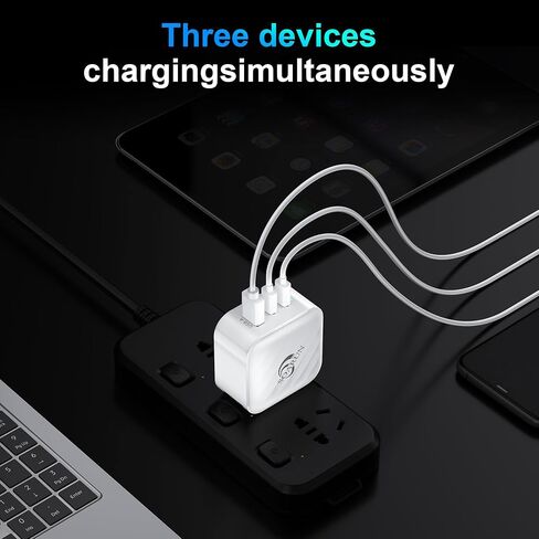 USB C Charger Block, SOARUN 65W Super Fast Type C, GaN Fast Charger, 3 Ports USB Fast Wall Charger Compatible with iPhone 15/14/pro/pro max,Galaxy S22/23,Dell XPS13,Laptop,Tablets,ipad etc in Saudi Arabia