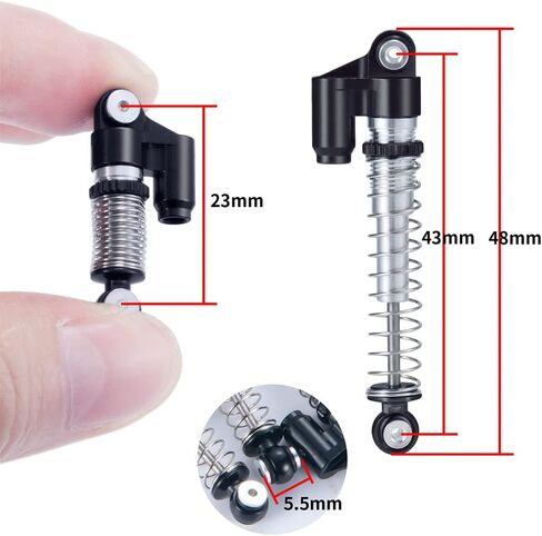 1/24th RC Car Shocks 43mm Aluminum Absorber Damper for All AXIAL SCX24 AXI90081 Deadbolt C10 Gladiator Bronco (Grey) in Saudi Arabia