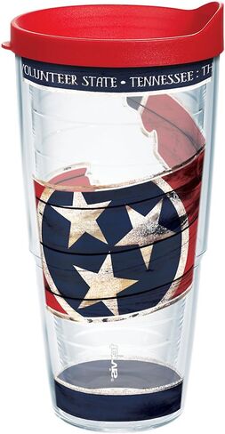بهلوان بمخطط علم ولاية تينيسي من Tervis مع غلاف وغطاء أحمر، 24oz، شفاف in Kuwait