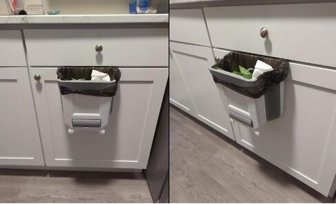 Hanging Kitchen Trash Can 2.4 Gallon White Plastic Collapsible Bin Wall Mounted for Cabinet Door, Perfect for Organizing Small Spaces in Your Home - Hang in Kitchen, Car, Bedroom, or Bathroom! in Kuwait