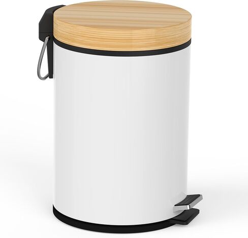 Bathroom Trash Can with Lid, 5 Liter – 1.32 Gallon Soft Close Lid Kitchen Trash Can - Removable Liner, Foot Pedal, Steel Construction, Anti-Slip Garbage Can – Small Trash Bin for Bedroom & Office in Saudi Arabia