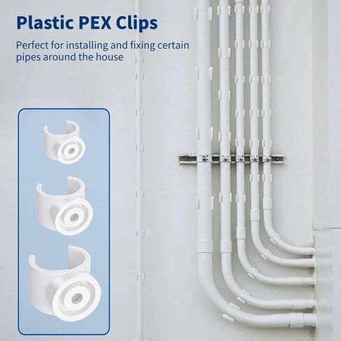 Homaisson 150 Pack PEX Clips, 1/2 in, 3/4 in and 1 in PEX Pipe Clamp Clips, U-Hook Plastic Pipe Clamp Tools, PVC Water Pipe Support Holder Socket in Saudi Arabia