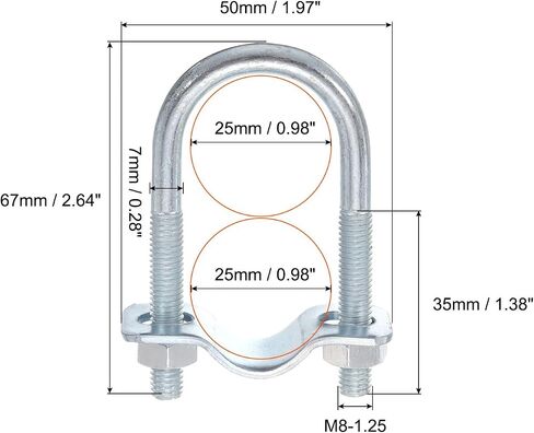 uxcell Round U-Bolts Pipe Clamp, 6pcs Fit 3/4"(20mm) to 3/4"(20mm) Double Pipe Clamp Pipe Buckle for Greenhouse Awning Frames Antenna Mast in Saudi Arabia