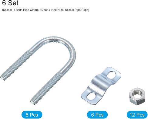 uxcell Round U-Bolts Pipe Clamp, 6pcs Fit 3/4"(20mm) to 3/4"(20mm) Double Pipe Clamp Pipe Buckle for Greenhouse Awning Frames Antenna Mast in Saudi Arabia