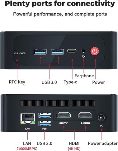 Beelink SER5 PRO Mini PC,AMD Ryzen 5 5600H(up to 4.2GHz,6C/12T),16G DDR4 RAM(3200MHz)/500GB M.2 PCIe3.0 NVMe SSD Mini Computer,Supports 4K Three-Screen Display/WiFi 6/BT5.2 in Saudi Arabia